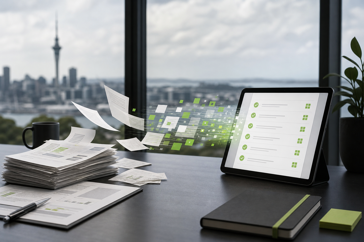 Documents becoming organised digital workflows — less re-keying, clearer process.